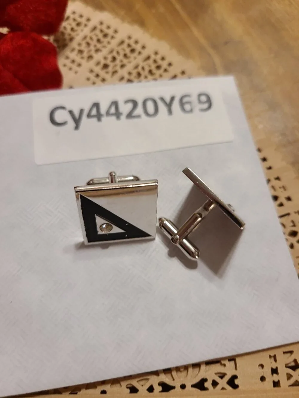 Cuff Links For Sale Silver Tone with black, Accepting offers on Mondays